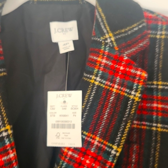 J. Crew Factory Tartan Blazer with Gold Buttons, NWT - Picture 2 of 4